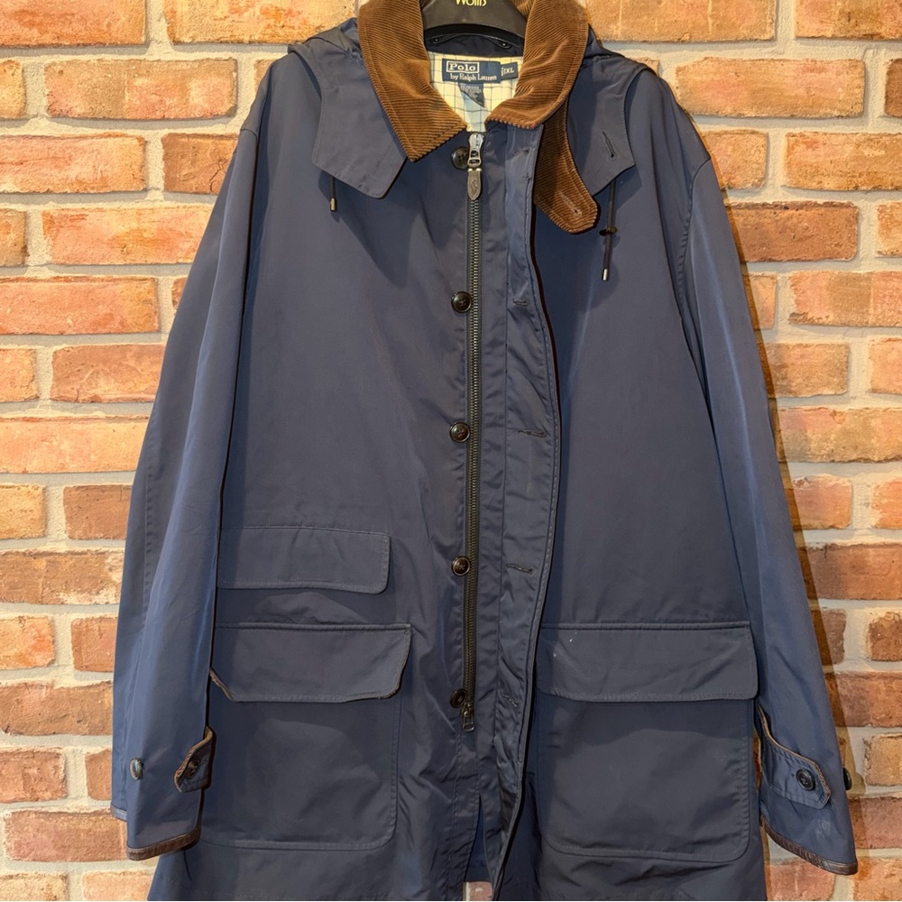 Vintage Polo Ralph Lauren Men’s Jacket Size XL Removable Hood Navy Coat - Picture 2 of 5